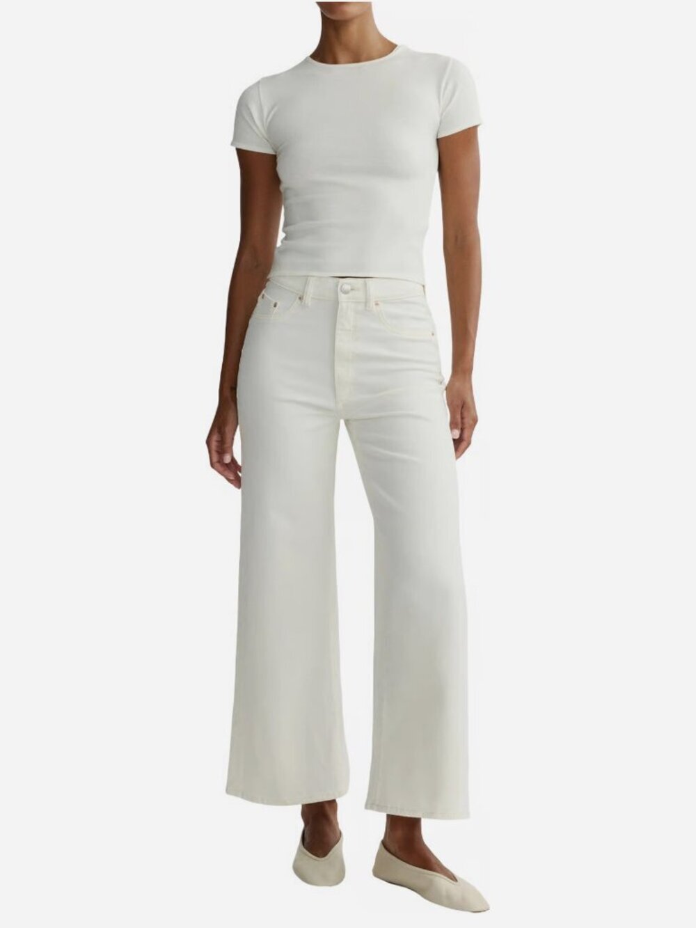 DL1961 Hepburn High Rise Wide Leg Ankle Jeans White Eggshell 25 EUC - Picture 2 of 16